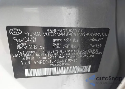 2021 Hyundai Sonata Se из США, поврежденный, VIN 5NPEG4JA0MH118946